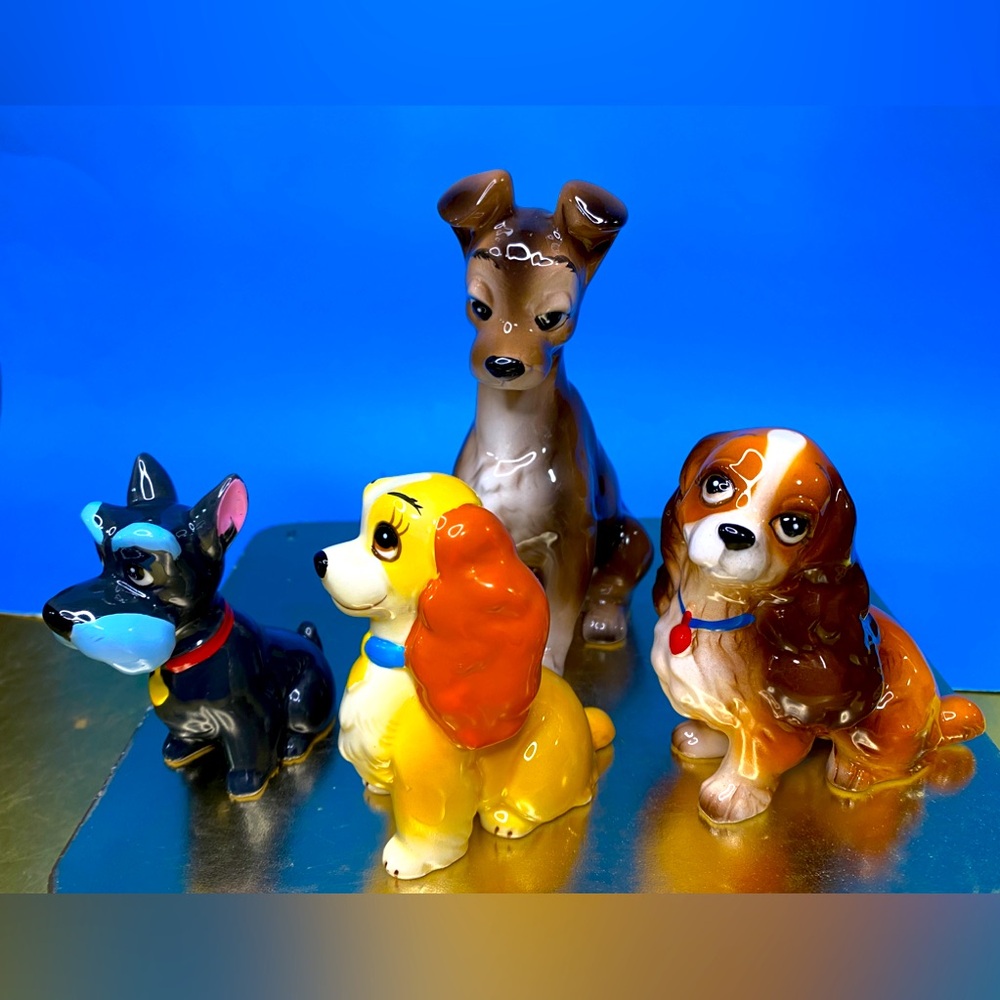 Walt Disney Lady And The Tramp Vintage Hand Painted Porcelain Figurines Japan